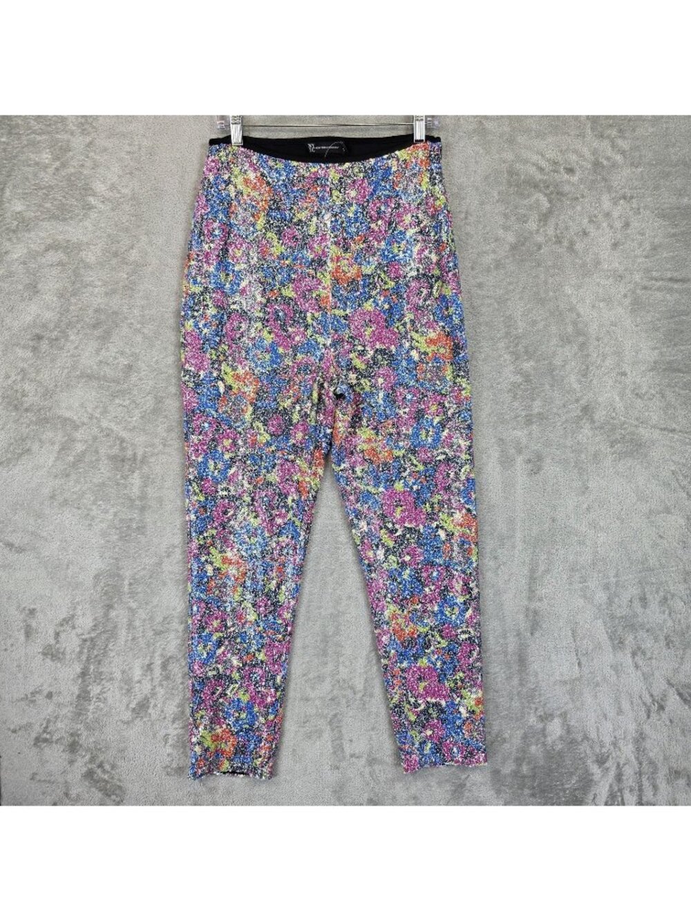 New York & Company Pants Womens 10 Multicolor Slim Ankle Sequin Floral